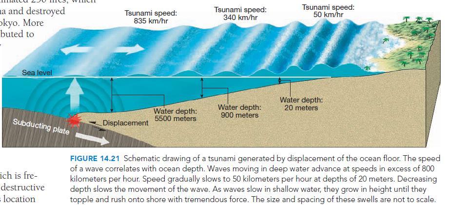 Tsunamis Grandes terremotos marinhos que ocasionalmente resultam em