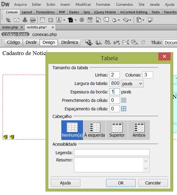 Configure conforme a tela abaixo deixando o ID em ordem Decrescente para que nos mostre as notícias em ordem decrescente.