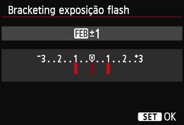Para obter detalhes, consulte o manual de instruções de um Speedlite compatível com a opção Bracketing exposição flash.