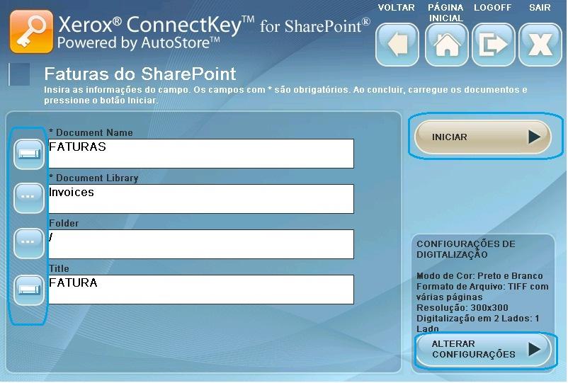 Vá até o local da pasta de destino na biblioteca do SharePoint. 5. Clique no ícone de teclado e digite um título para sua digitalização. 6.