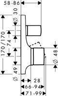 AXOR Massaud AXOR Massaud Acionamentos de chuveiro Acabamento de registro AXOR Massaud 18770000 - Pode ser utilizado com: - Base para registro de pressão DN20 n 15970180 Necessário o uso de adaptador