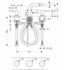 AXOR Citterio M AXOR Citterio M Bidê Misturador de bidê AXOR Citterio M 34213000 - Sistema de fechamento de 1/4 volta cerâmico - Bica com arejador articulado - Contém flexível de 450 mm - Tecnologia