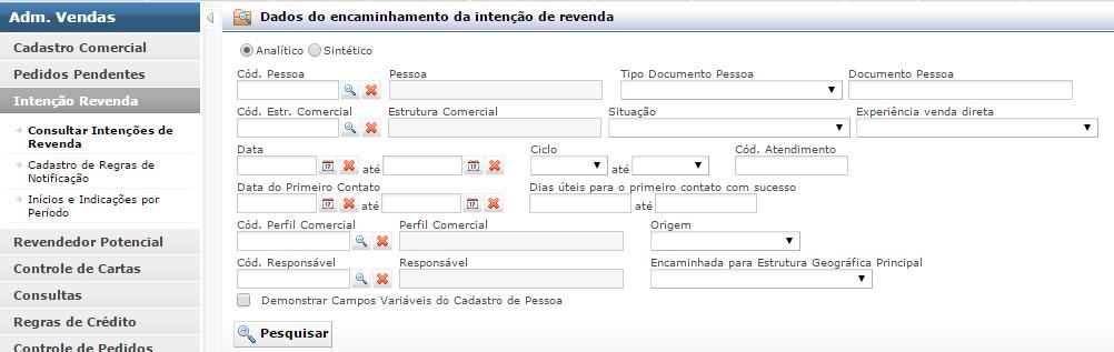 Selecione a opção Site no campo Origem. 7. No campo Situação, escolha Encaminhada ao Responsável.