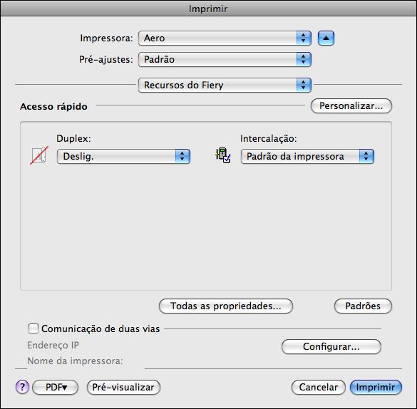 IMPRESSÃO NO MAC OS X 25 3 Selecione as configurações da página para sua tarefa de impressão. 4 Clique em OK. 5 Escolha Imprimir no menu Arquivo do aplicativo. 6 Escolha EX8002 como sua impressora.