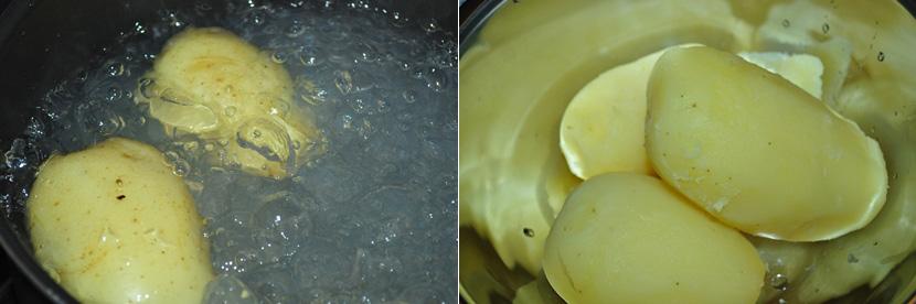 Modo de Preparo: Coloque as batatas para cozinhar.