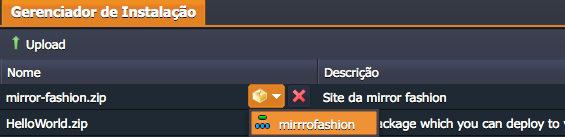 seu projeto e dê um nome a esse upload, como Site da Mirror Fashion: Aguarde o upload finalizar e você verá a aplicação listada no Gerenciador de