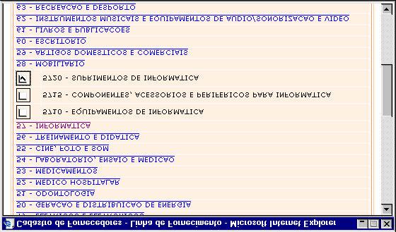 Figura 9 Instruções: Marque os itens dos quais você deseja se tornar fornecedor.