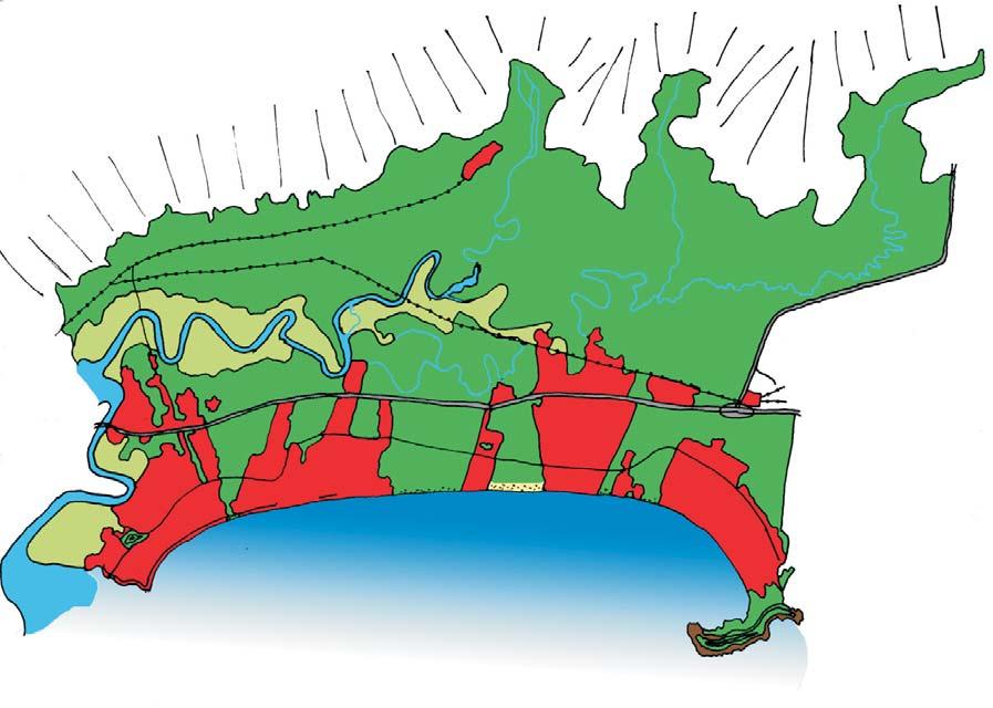 Serra do Mar Oceano Atlântico É onde se concentraram as primeiras ocupações do município, até a década de 1940.