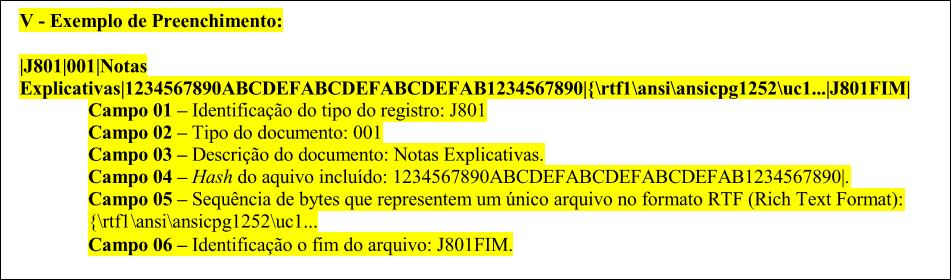 EXEMPLO REGISTRO J801 EM SUBSTITUIÇÃO A ECD