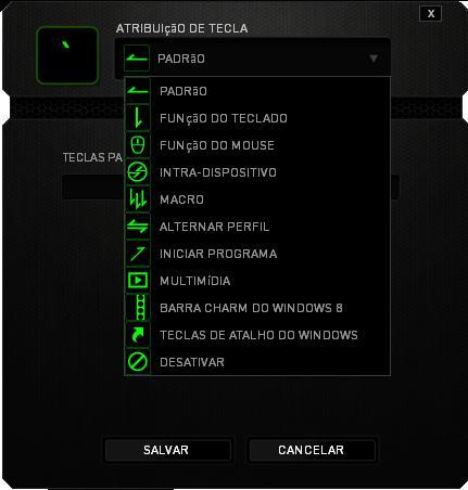 Menu Principal De Tarefas Inicialmente, cada tecla está definida para PADRÃO. Entretanto, a função dessas teclas pode ser alterada clicando no botão desejado para acessar o menu principal de tarefas.