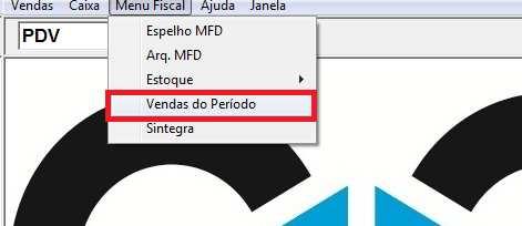 EFD PIS/COFINS no SisMoura Incluir RFD: No Módulo PDV, clique