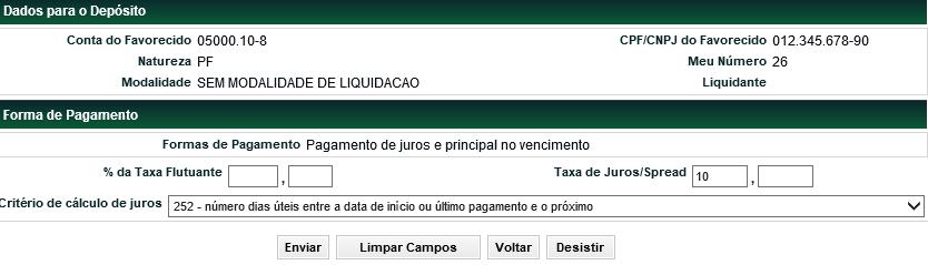 (fim) dos campos da Tela Registro de LCA/CDCA Forma de pagamento Campo % da Taxa Flutuante Taxa de Juros/Spread Critério de Cálculo de Juros Campo de preenchimento obrigatório, quando houver.