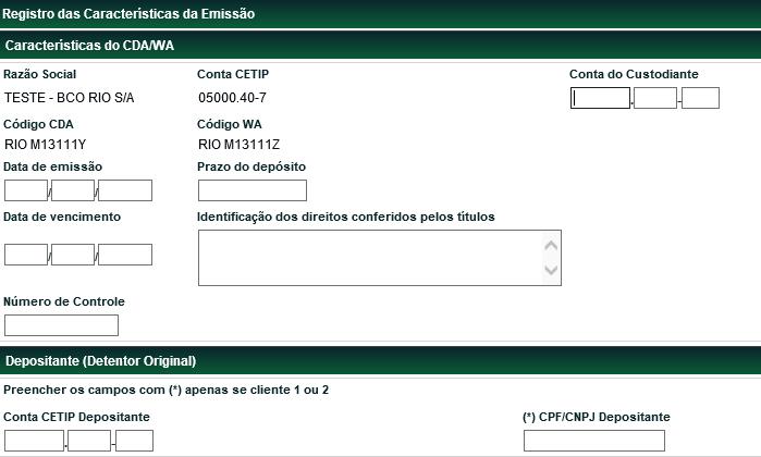 A Tela de Filtro Registro/Emissão possui quatro opções de ação: Incluir: Registra um Instrumento Financeiro; Alterar: Modifica as características do título; Excluir: Exclui um lançamento que está