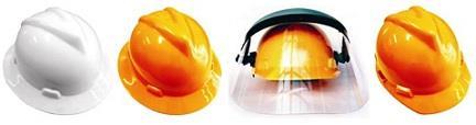 a) capacete para proteção contra impactos de objetos sobre o crânio; b) capacete para proteção contra choques elétricos; c) capacete para proteção do crânio e face contra agentes térmicos. A.