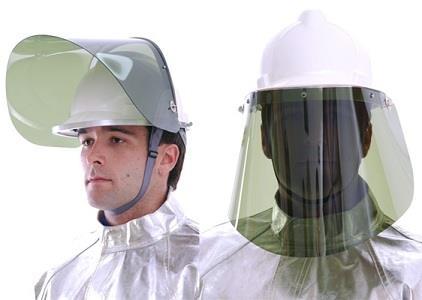 B.2 - Protetor facial a) protetor facial para proteção da face contra impactos de partículas volantes; b) protetor facial para proteção da face contra radiação infravermelha; c) protetor facial para