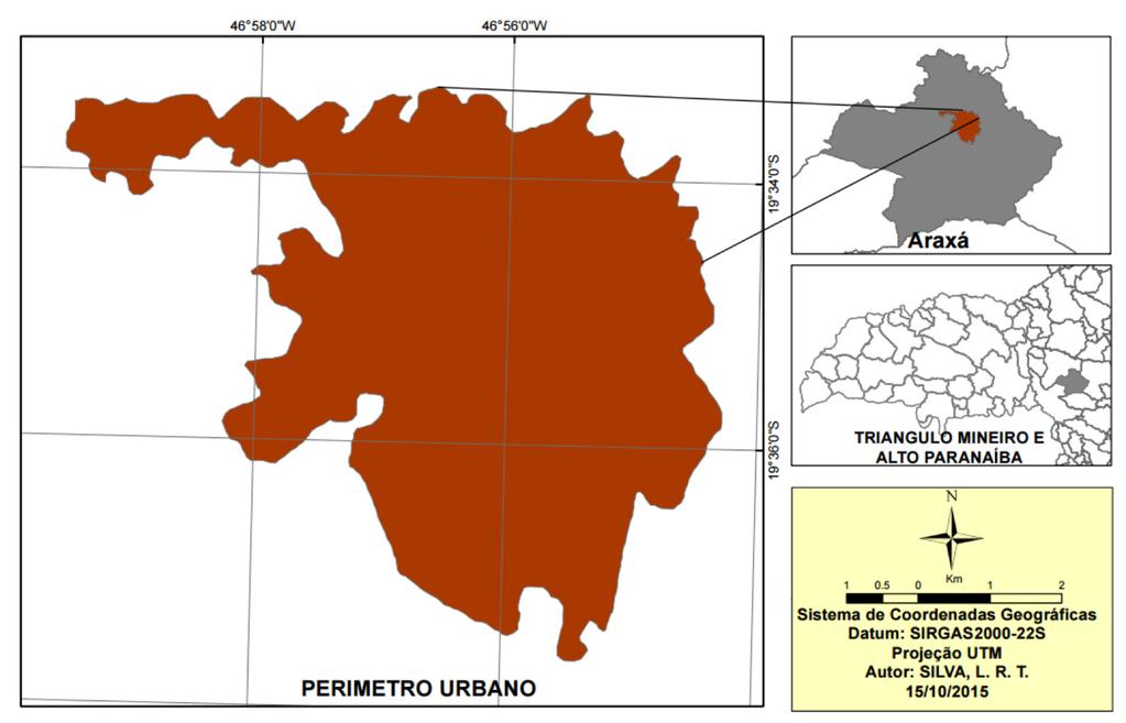 Figura 1 - Localização do perímetro urbano do município de Araxá - MG Fonte: Silva (2015).