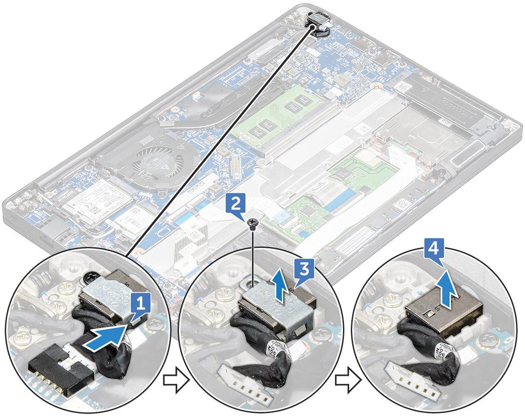 NOTA: Use um estilete de plástico para liberar o cabo do conector.