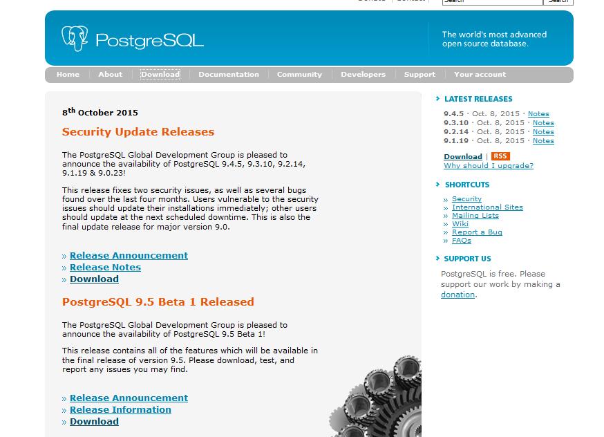 Apêndice C Instalação e configuração do PostgreSql O PostgreSQL deve ser baixado no site oficial, no navegador de internet vá para: http://www.postgresql.