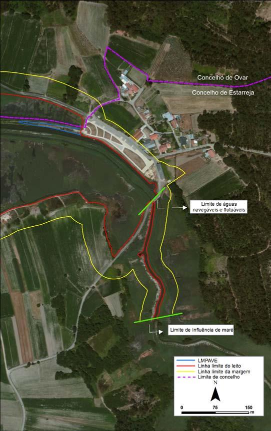 Figura 8: Representação do limite da influência das marés, e das águas navegáveis no Rio Fontela 4.1.3.