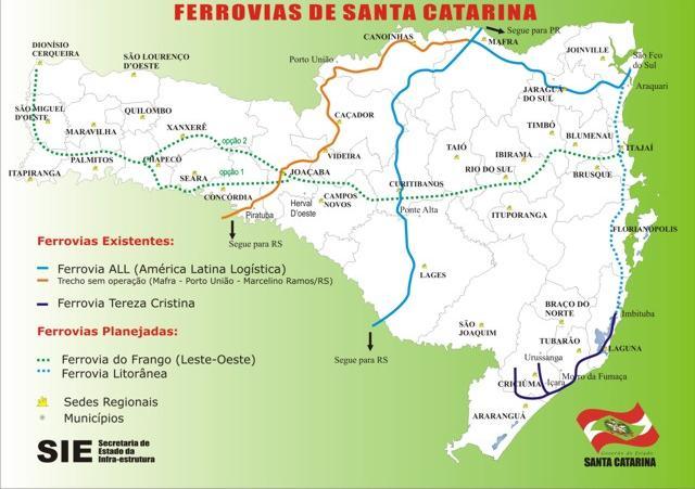 49 Figura 03 Ferrovias de Santa Catarina Fonte: (SIE, 2009). Segundo Corrêa (2009 apud REVISTA PORTUÁRIA, 2009, p.