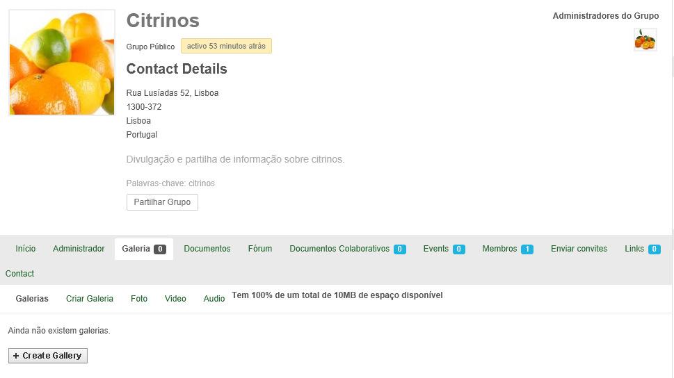 Grupos Criar uma Galeria Pode criar
