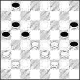 1.a5-b4!!... Somente este lance de ganho de tempo pode levar à vitória. Vejamos outros possíveis lance; Se jogar, 1.a5-e1? então segue com 1.... f4-e3 2.a3-b4 a7-b6 3.