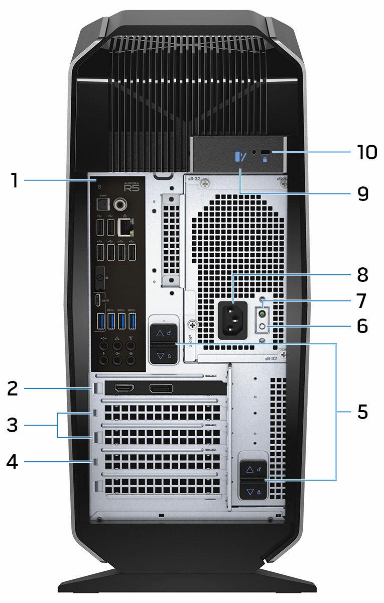 Voltar 1 Painel traseiro Conecte o cabo USB, áudio e outros dispositivos.