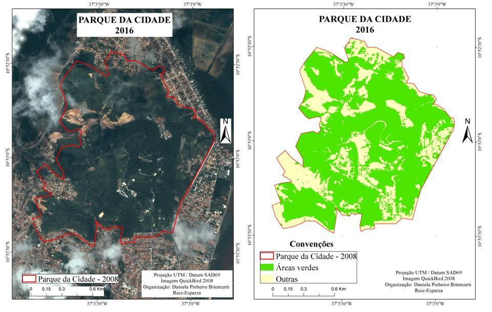 Figura 4 Áreas Verdes do Parque da Cidade - 2008. De forma geral encontramos os mesmos padrões para os dois parques.
