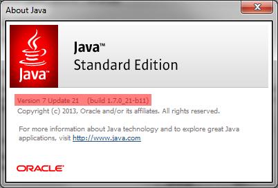 Figura 1: Janela de informação do Java Se o sistema já contém uma versão de Java instalada de acordo com os requisitos mínimos definidos em 2.1 Requisitos mínimos, continue no passo seguinte (2.