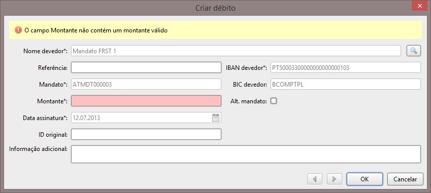 NOTA: PARA MAIS DETALHES SOBRE A ALTERAÇÃO DE IBAN DOS MANDATOS, CONSULTE A SECÇÃO 5.8.