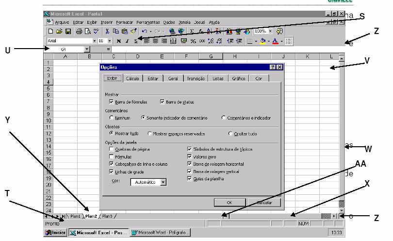 38 A função =AGORA() mostra a data e hora atual, conforme está definido no sistema operacional.