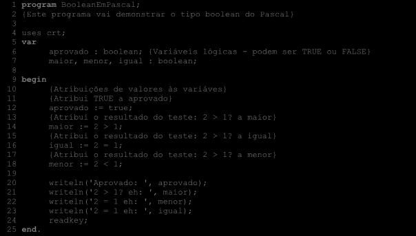 Apêndice C Exemplos de Código 139 C.1.7 Uso de Boolean em Pascal.