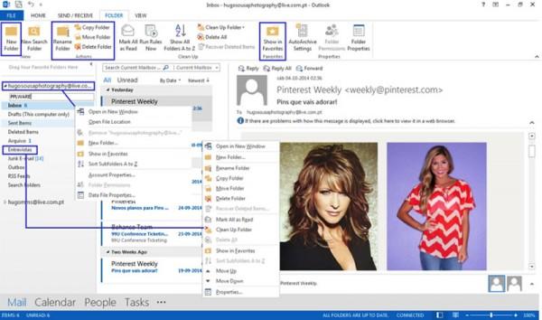 Nota: O Outlook tem ainda uma funcionalidade muito interessante e que pode ser muito útil no seu dia-a-dia.