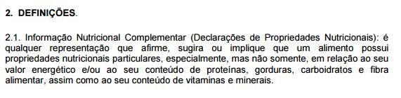 Informação nutricional complementar -Utilizados pelos