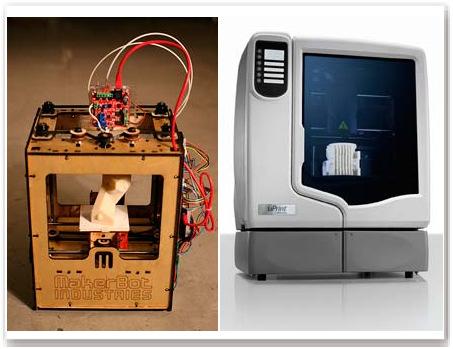 Por conta dessas características da MakerBot, adquiriu-se uma máquina (figura 2.14, a esquerda) para a fabricação de parte das peças da RepRap deste trabalho.
