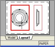 Numa viewport do layout, você pode visualizar e editar objetos do espaço Model. Para acessar o Model a partir do layout, dê duplo-clique dentro da viewport do layout.