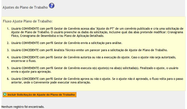 para que o sistema exiba um auxílio de acordo com o assunto. No exemplo, é explicitado o fluxo do ajuste do plano de trabalho, conforme Figura 8.