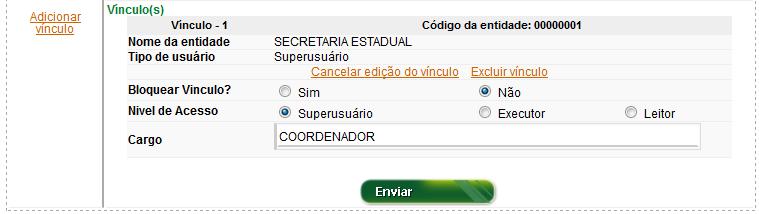 Caso seja necessário alterar os dados de nome do Gestor Escolar ou endereço eletrônico (email) de usuários já cadastrados, é necessário realizar a alteração no Menu Usuários.