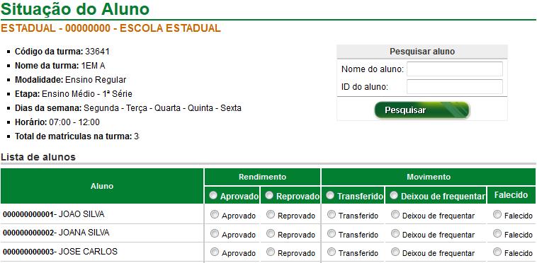 Para as turmas multisseriada, multietapa, correção de fluxo, unificada,