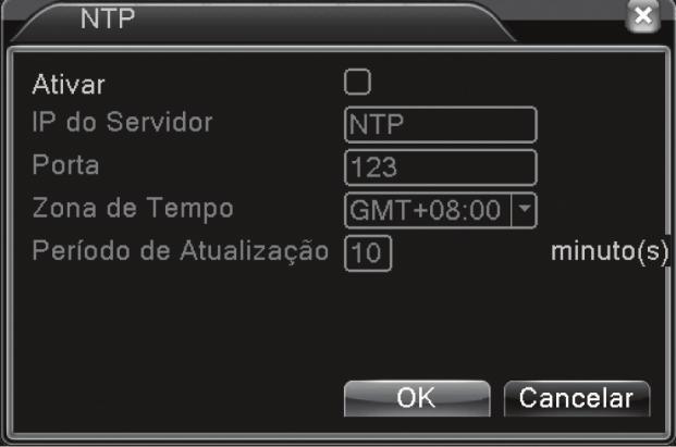 [NTP] Figura 4.20 NTP O servidor NTP deve ser instalado no PC. IP do Servidor: Inserir o endereço IP do servidor NTP instalado. Porta: Padrão: 123.