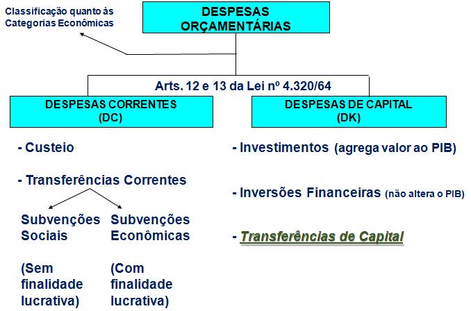Despesas de Capital/Transferências de Capital Lei nº 4.320/64: Art.