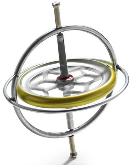 1. Introdução O giroscópio consiste num disco solidário com um eixo normal que, por sua vez, está montado num aro, num plano transversal do disco que, por sua vez, pode girar em torno de outro eixo,