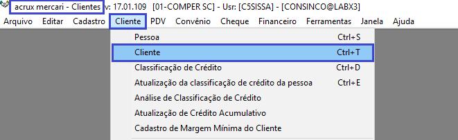 Módulo Max Cliente ou Clientes (TS) Menu: Cliente Aplicação: Cliente Manual