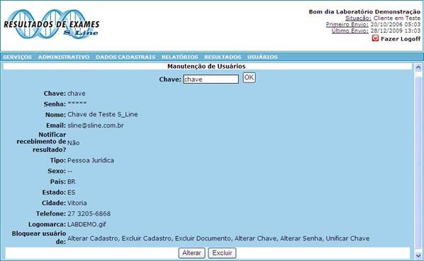 6.5 Manutenção Permite fazer a alteração dos dados cadastrados para os usuários permanentes, alterar a senha de chaves temporárias e excluir chaves cadastradas anteriormente.