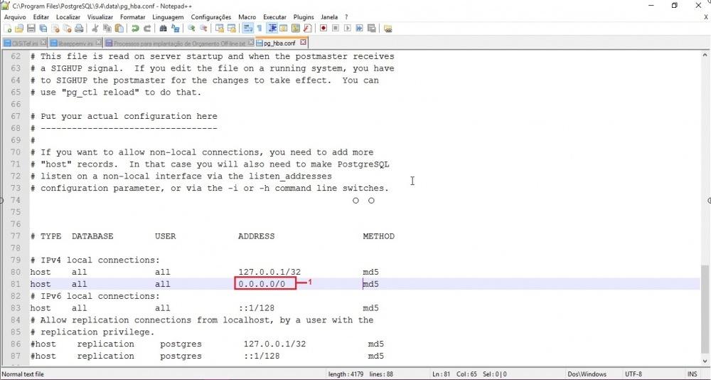 Figura 8 - Tela Instalar e/ou atualizar PostgreSQL - Adress Atenção Para instalação no Sistema Linux há a necessidade de alterar a confi