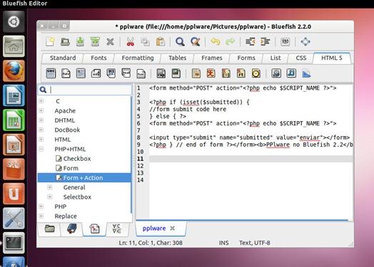 Homepage: Bluefish 10) Geany Geany é um editor de texto multiplataforma desenvolvido em GTK+ que possui funções básicas para um ambiente de desenvolvimento integrado (IDE).
