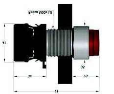 INDICADOR LUMINOSO - IL DESCRIÇÕES TÉCNICAS Corpo e eixo fabricados em aço inox 304. *Sob encomenda em aço inox 316L. Bloco de iluminação LED.