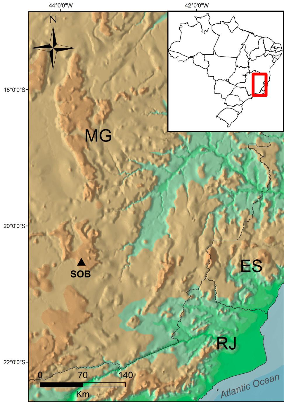 São-Pedro and Feio Anurans of Serra do Ouro Branco, Brazil Materials and Methods Study area The study was carried out in SOB (20 31 S, 43 41 W), located in municipality of Ouro Branco, Minas Gerais