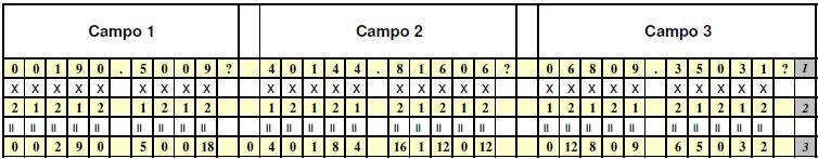 Exemplo: Resultado da soma igual a 25, então 25 10 = 2 resto 5. f) subtrair de 10 o resto da divisão, o resultado obtido será o dígito verificador; a.