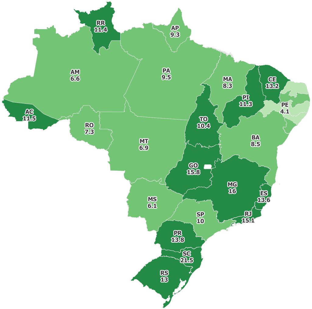 19. Mapa da diferença: proficiência em Língua Portuguesa e
